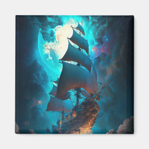 Fliegendes Schiff Fantasy Art Magnet