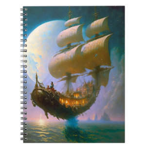 Fliegendes Schiff Fantasy Art Notizblock