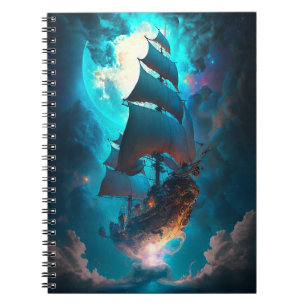 Fliegendes Schiff Fantasy Art Notizblock