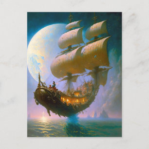 Fliegendes Schiff Fantasy Art Postkarte