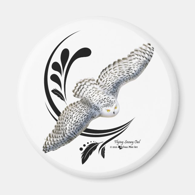 Fliegendes Schneeauwl Magnet (Vorne)