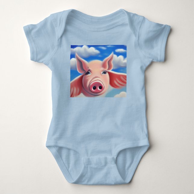 Fliegendes Schwein Baby Strampler (Vorderseite)