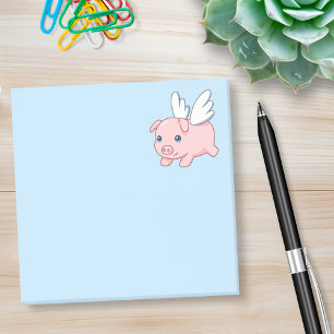 Fliegendes Schwein - Ferkel mit Flügeln auf Blau Post-it Klebezettel