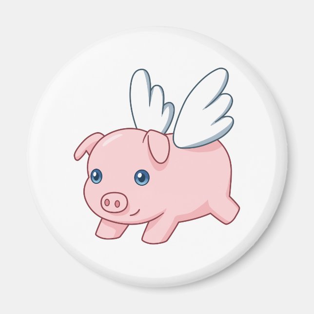 Fliegendes Schwein - Ferkel mit Flügeln Magnet (Vorne)