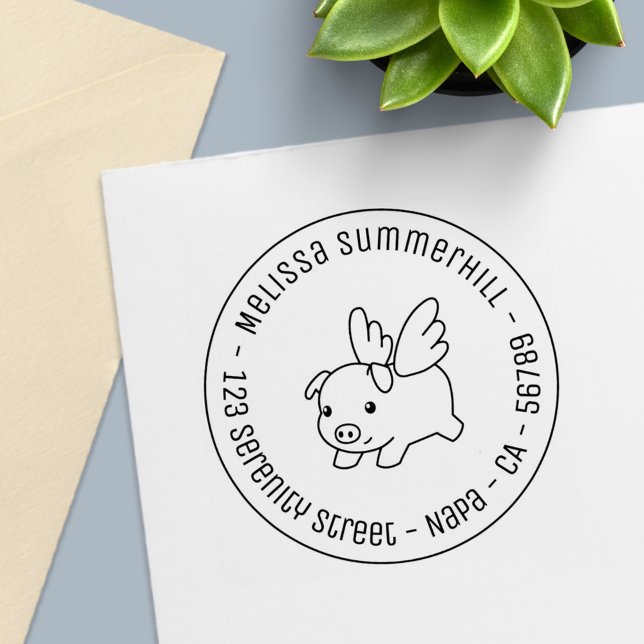 Fliegendes Schwein - Ferkel mit Flügeln Runde Adre Permastempel (Von Creator hochgeladen)