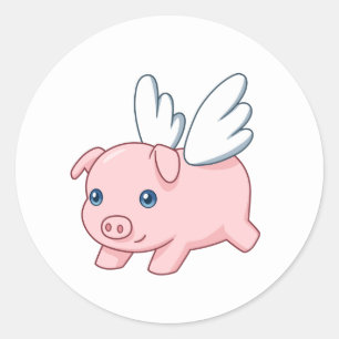 Fliegendes Schwein - Ferkel mit Flügeln Runder Aufkleber