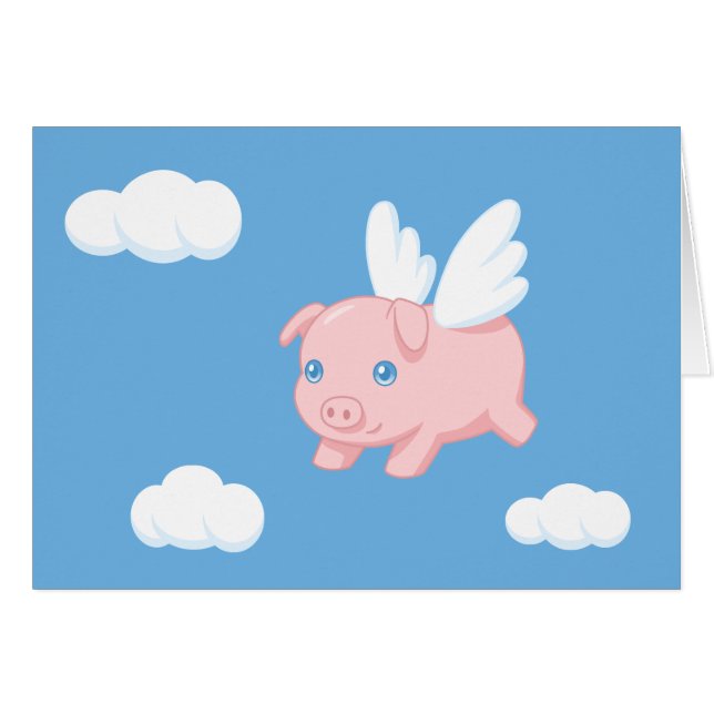 Fliegendes Schwein - Niedliches Schwein mit Flügel (Vorderseite (Horizontal))