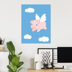 Fliegendes Schwein - Niedliches Schwein mit Flügel Poster