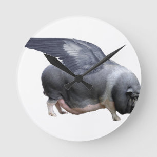 fliegendes Schwein Runde Wanduhr
