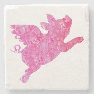 Fliegendes Schwein, Schweine fliegen, Schweinespec Steinuntersetzer