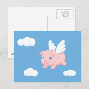 Fliegendes Schwein - Süßes Ferkel mit Flügeln Postkarte