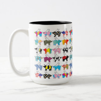 Fliegendes-Schwein-Tasse Zweifarbige Tasse