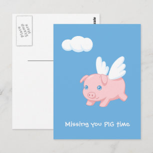 Fliegendes Schwein Vermisst Postkarte