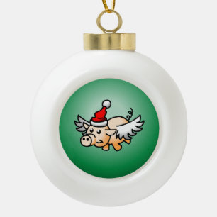 Fliegendes Schwein Weihnachten Keramik-Kugelschmuc Keramik Kugel-Ornament