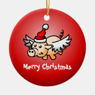 Fliegendes Schwein Weihnachten Keramik-Ornament Keramik Ornament