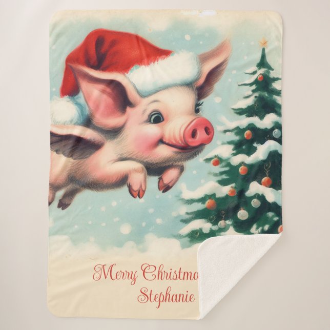 Fliegendes Schwein Weihnachten Sherpadecke (Vorderseite)