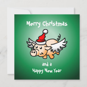Fliegendes-Schwein-Weihnachtskarte Feiertagskarte