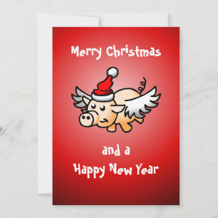 Fliegendes-Schwein-Weihnachtskarte Feiertagskarte