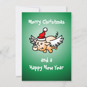 Fliegendes-Schwein-Weihnachtskarte Feiertagskarte