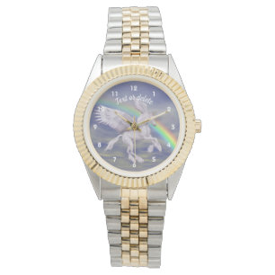 Fliegendes Unicorn Regenbogen Personalisierte Tier Armbanduhr