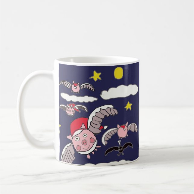 Fliegendes Weihnachtsschwein  Kaffeetasse (Links)