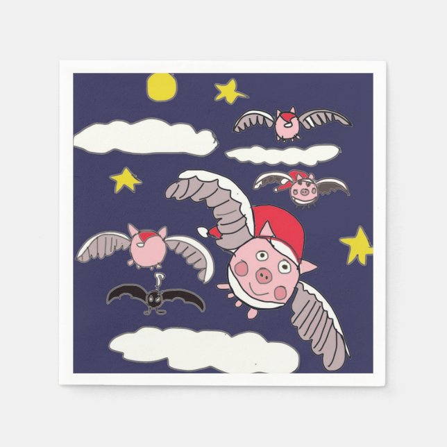 Fliegendes Weihnachtsschwein  Serviette (Vorderseite)