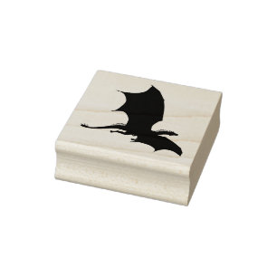 Fliegendracheschwarz-Silhouetteform Gummistempel