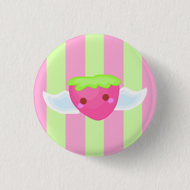 Fliegenerdbeerknopf! Button (Vorderseite)