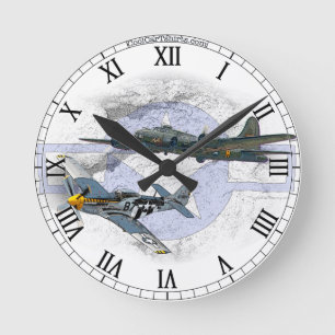 Fliegeneskorte des Mustangs P-51 Runde Wanduhr