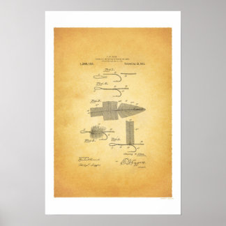 Fliegenfischen 1911 US-Patentposter - C W Allen Poster