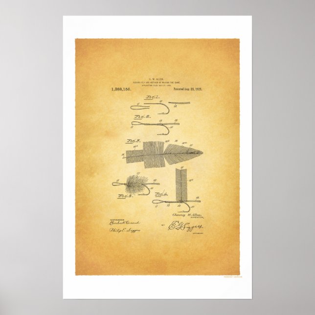 Fliegenfischen 1911 US-Patentposter - C W Allen Poster (Vorne)