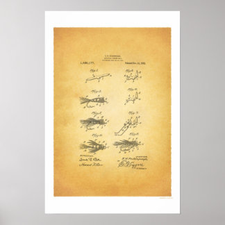 Fliegenfischen 1921 US-Patentposter - E H Peckinpa Poster