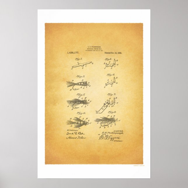 Fliegenfischen 1921 US-Patentposter - E H Peckinpa Poster (Vorne)