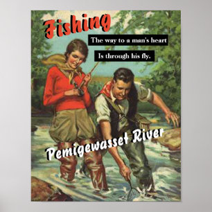Fliegenfischen am Pemigewasset River Vintage Poster