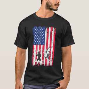 Fliegenfischen Amerikanische Flagge Herren Vintage T-Shirt