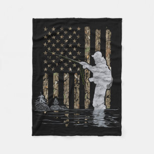 Fliegenfischen Angler Amerikanische Flagge Tarnung Fleecedecke