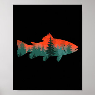 Fliegenfischen Angler Natur Poster
