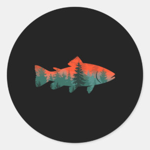 Fliegenfischen Angler Natur Runder Aufkleber
