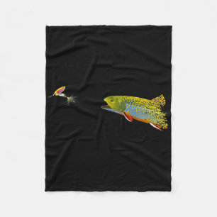 Fliegenfischen Bachforelle Grafik für Angler Fleecedecke