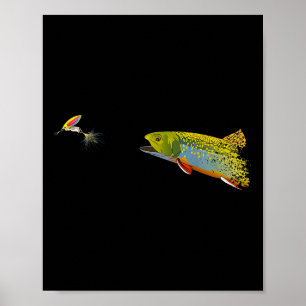 Fliegenfischen Bachforelle Grafik für Angler Poster