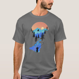 Fliegenfischen Berg Sonnenuntergang Freunde T-Shirt