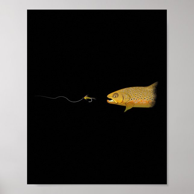 Fliegenfischen Braune Forelle Trockenfliege Binden Poster (Vorne)