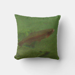 Fliegenfischen Farbige Regenbogenforelle Blues Kissen
