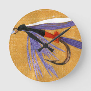 Fliegenfischen "Güterzug" Runde Wanduhr