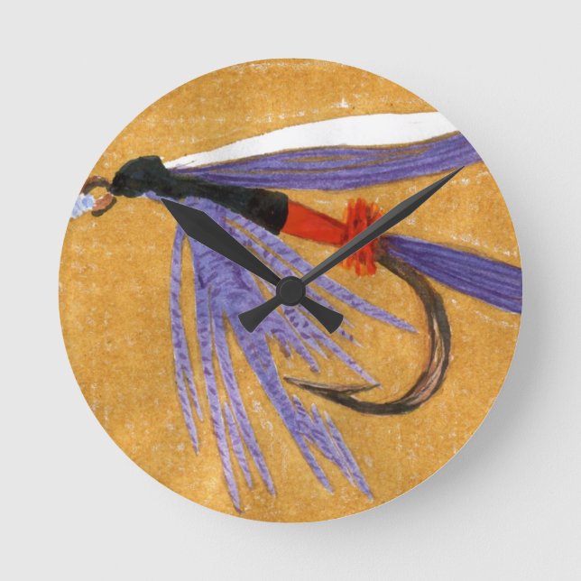 Fliegenfischen "Güterzug" Runde Wanduhr (Vorderseite)