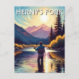 Fliegenfischen in Henry's Fork Idaho Postkarte