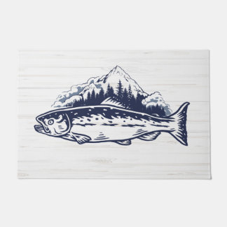 Fliegenfischen Kunst Forelle Vintage-Designs Fußmatte