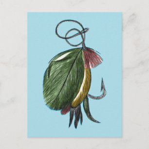 Fliegenfischen Kunst Postkarte