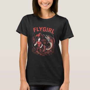 Fliegenfischen Lustiges Anglermädchen T-Shirt