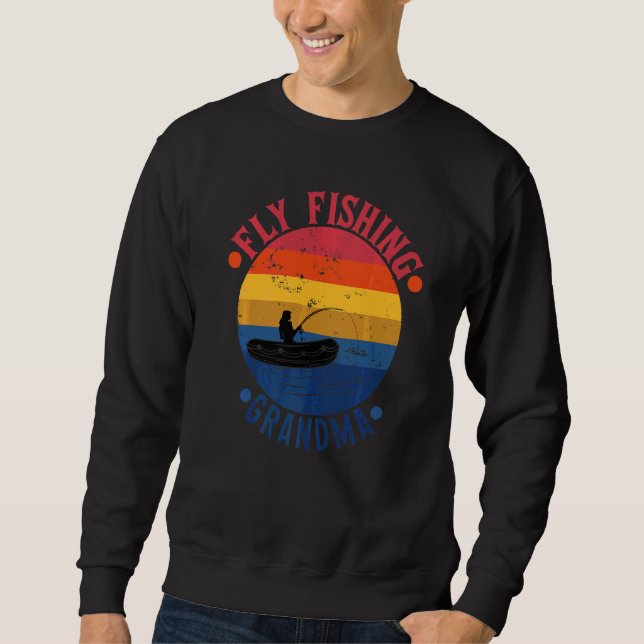 Fliegenfischen Oma Fischerin Mutter Sweatshirt (Vorderseite)